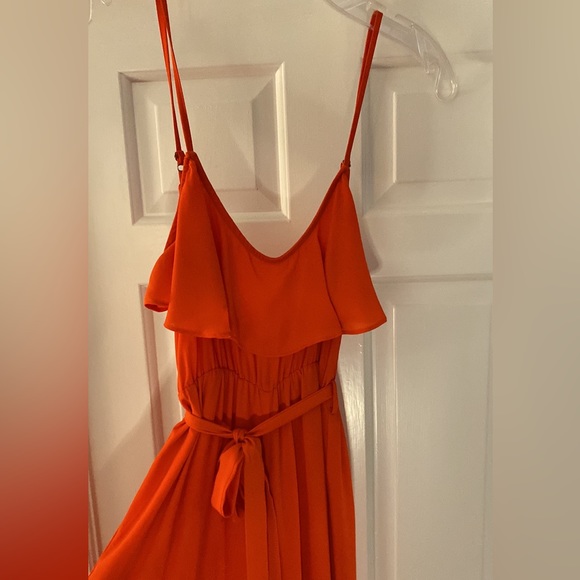 Red/orange chiffon adjustable jumpsuit - Picture 3 of 6